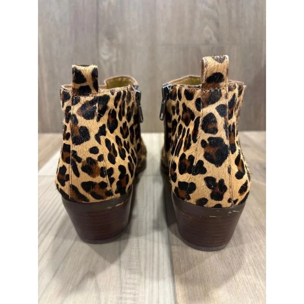 J. Crew Sawyer Calf Hair Leopard Ankle Booties size 8.5